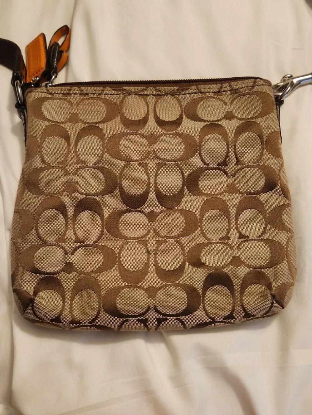 brown Coach Signature Jacquard crossbody bag